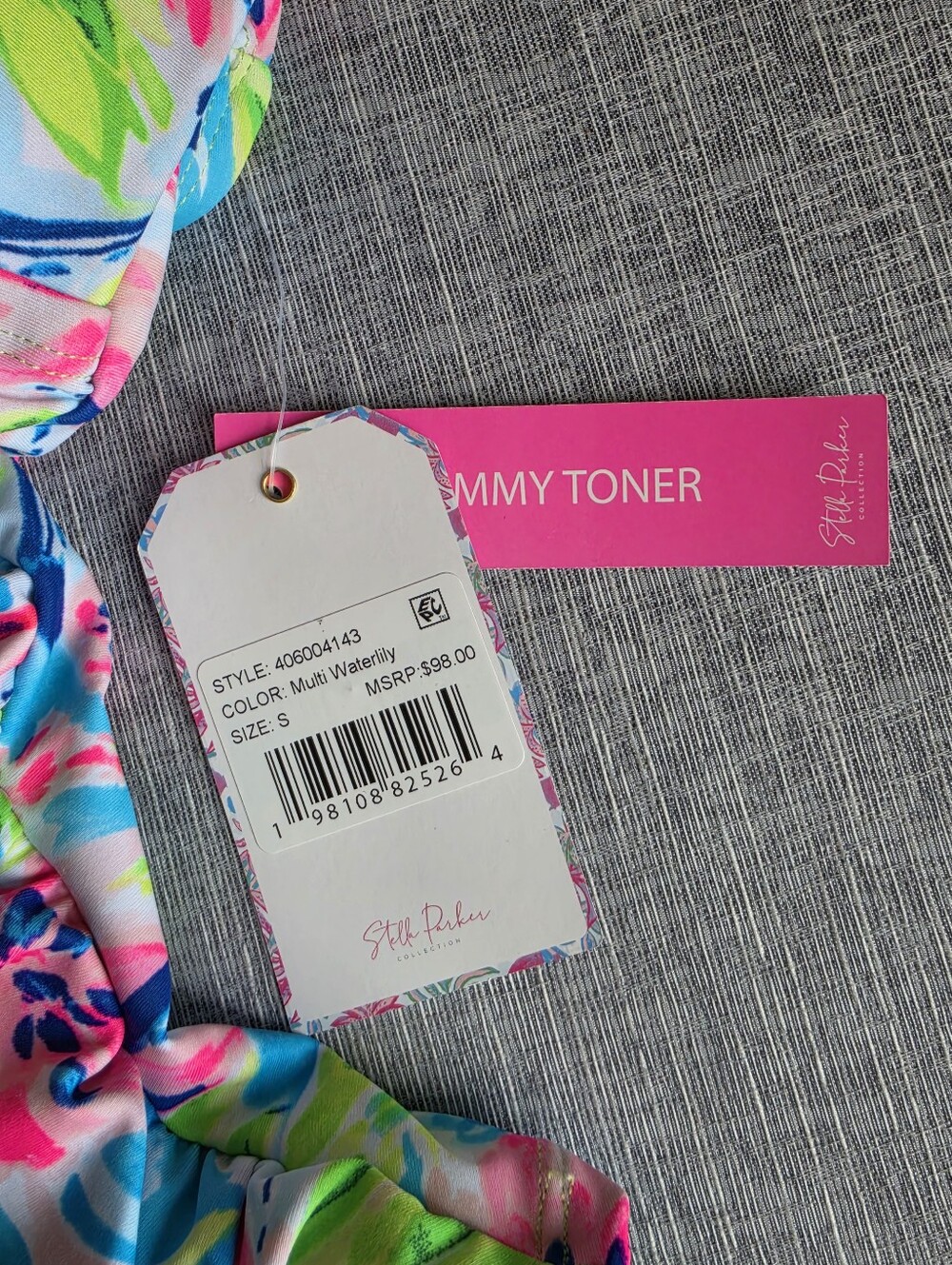 Stella Parker Floral Swim Tankini Top Size Small Multi Waterlily Pink Blue Green - Picture 6 of 9